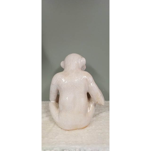 Ceramic Large Vintage Italian White Glazed Pottery Chimpanzee Statuette For Sale - Image 7 of 9