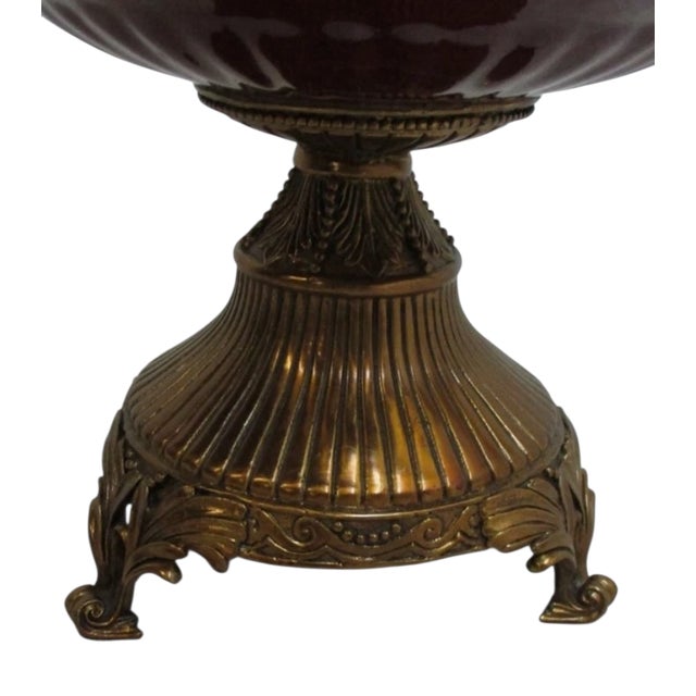 1980s Satsuma House Bronze Ceramic Peacock Fruit Bowl Urn Display Center Piece For Sale - Image 4 of 13