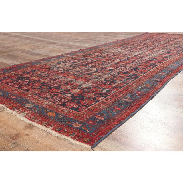 Textile Early 20th Century Antique-Worn Persian Malayer Rug - 04'08 X 12'10 For Sale - Image 7 of 9
