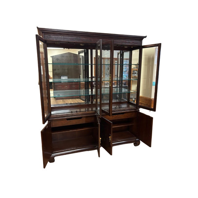 1980s Drexel Heritage Ming Treasure Chinoiserie Style Mahogany Hutch For Sale - Image 5 of 8