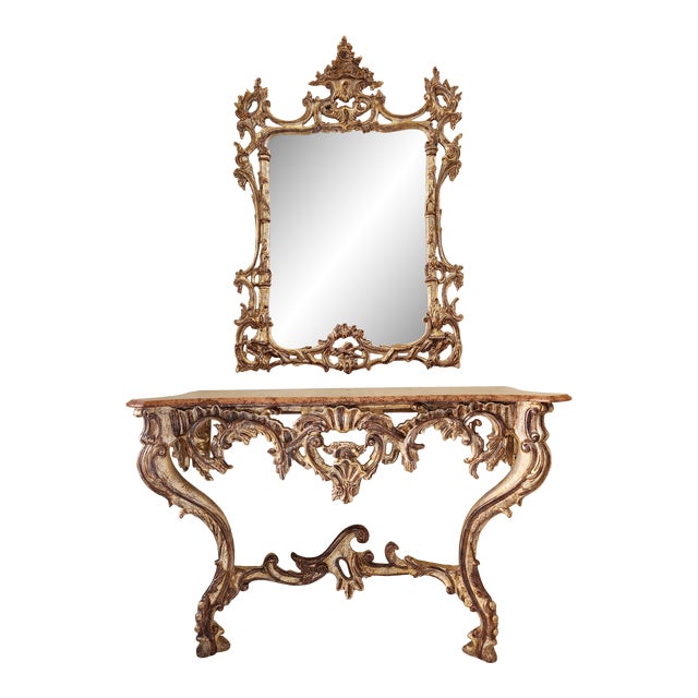 1960s Italian Console Table With Mirror - Set of 2 For Sale