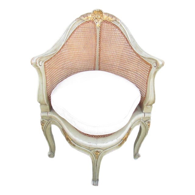 Antique French Louis XV Style Painted Corner Chair For Sale