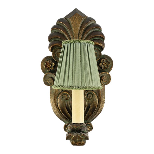 Swedish Carved Wood Wall Sconce by Matts in Taserud, Folk Art For Sale