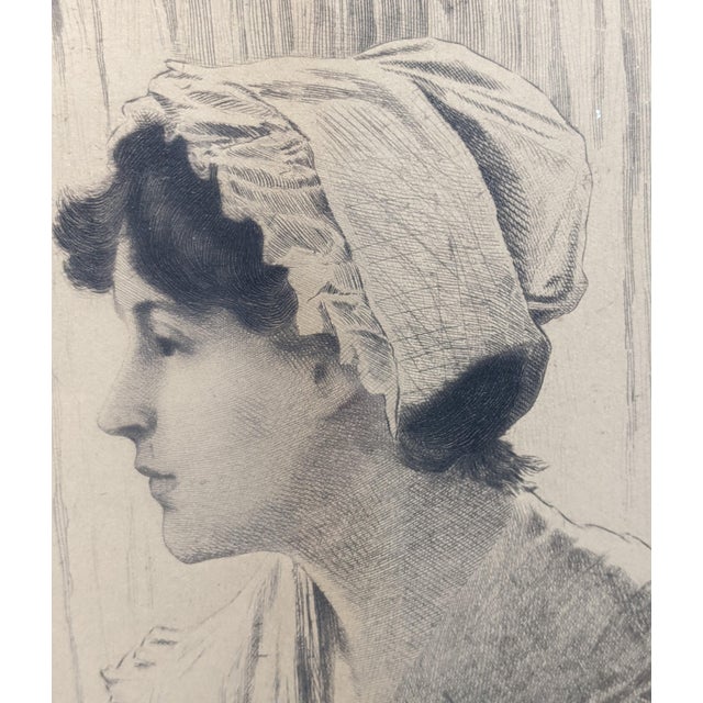 Late 19th Century 1888 Day Dreams Oversized Framed Etching – William Sartain & Percy Moran For Sale - Image 5 of 12