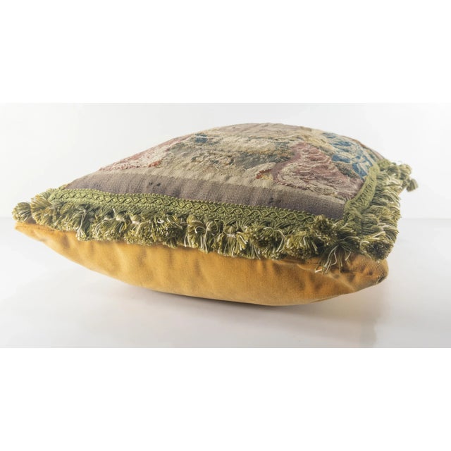 Antique White Early 16/17th Century French Pillow With Tapestry Fragment For Sale - Image 8 of 10