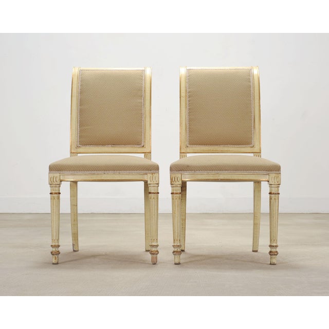 Late 20th Century Set of Eight French Louis XVI Style Painted Dining Chairs For Sale - Image 5 of 18