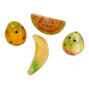 Mid-Century Italian Boho Chic Hand Carved Marble Fruit - Set of 4.