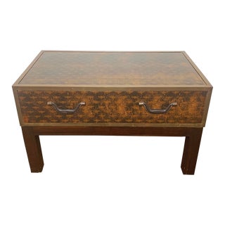 Brass Bound Campaign Style Chest or Coffee Table With Napoleonic Bee Parchment For Sale