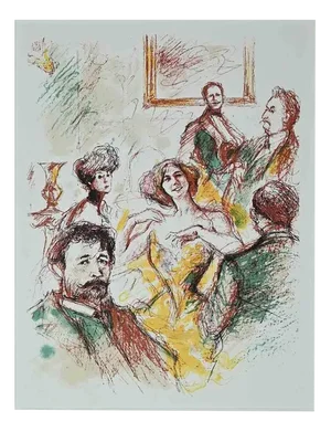 Life in the Village, Drawing, Early 20th-Century