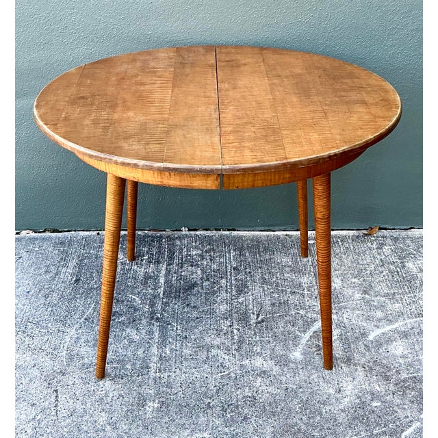Vintage Tiger Maple Extendable Dining Table For Sale - Image 10 of 12