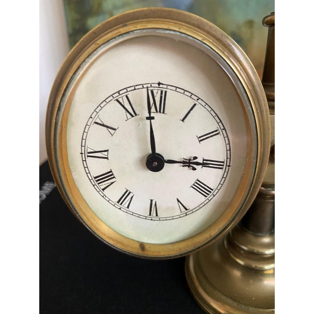 Antique Brass-Cased Desk Clock and Aneroid Barometer C. 1870 For Sale - Image 4 of 9