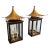 Vintage Large Gold Leaf Pagoda Lantern Wall Lights- A Pair For Sale
