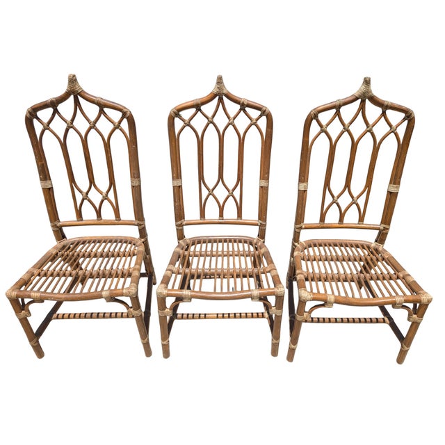 American Set of 6 Vintage McGuire Rattan Dining Chairs For Sale - Image 3 of 7