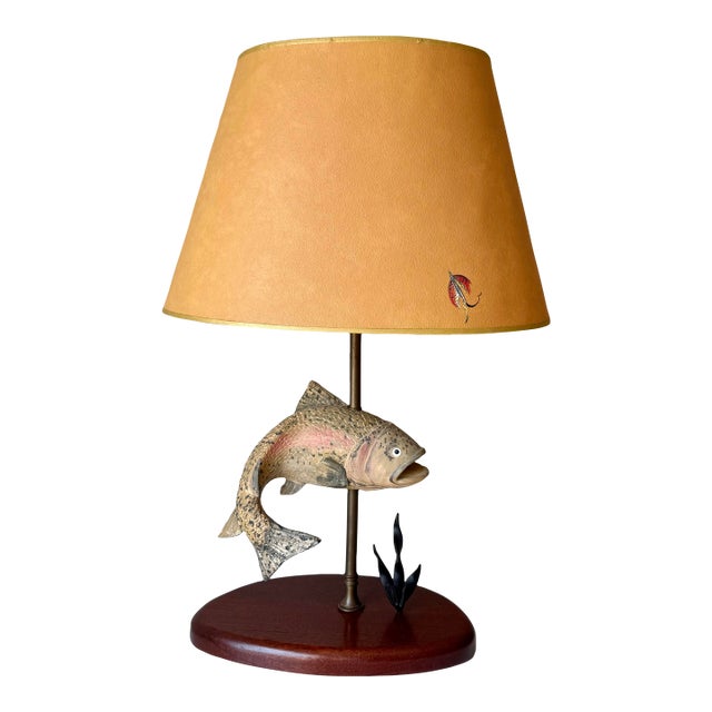 1970s Rainbow Trout Fish Table Lamp For Sale