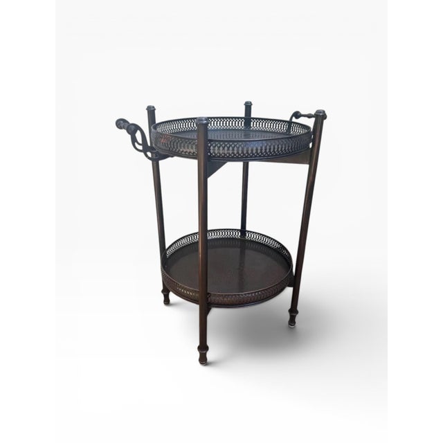 Theodore Alexander Original Regency Verdigris Brass Two-Tier Butler’s Tray – Theodore Alexander India by Sita Nanda For Sale - Image 4 of 16