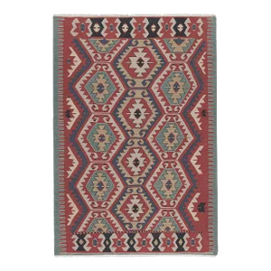 Vintage Geometrical Turkish Kilim Rug 3'10'' X 5'7''