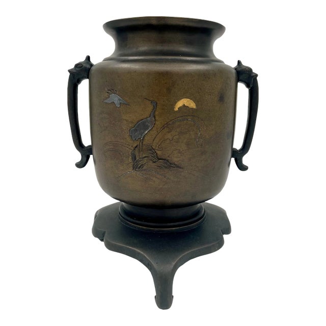 工芸品 Japanese Bronze Glazed Vase with Handles Quality Pair Of Antique Japanese Bronze Vases in Antique