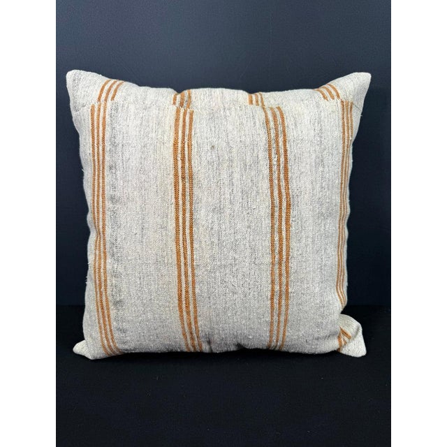 Turkish Hemp Pillow Cushion Natural Beige Brown Cushion Cover 20"x20" For Sale - Image 4 of 4