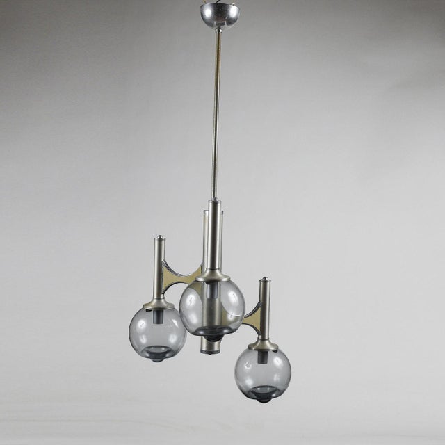 Space Age Three-Light Chandelier in the style of Mazzega For Sale - Image 3 of 10