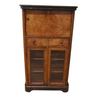 Victorian Bur Walnut Music Filing Cabinet, 1960 For Sale