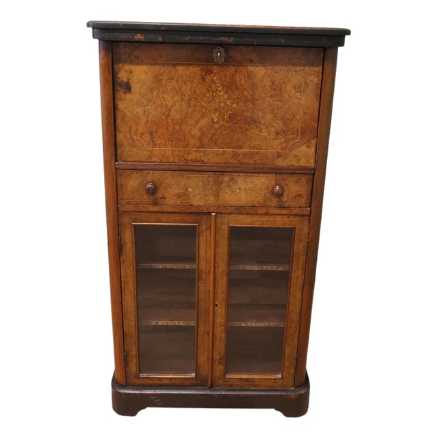 Victorian Bur Walnut Music Filing Cabinet, 1960 For Sale