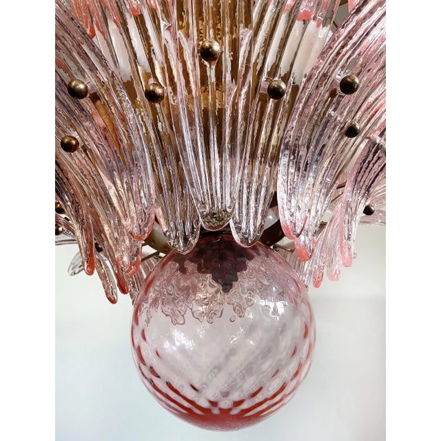 Italian Murano Glass Chandelier with Pink Leaves For Sale - Image 14 of 15