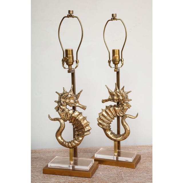 Postmodern Bespoke Seahorse Bronze Table Lamps - A Pair For Sale - Image 3 of 10
