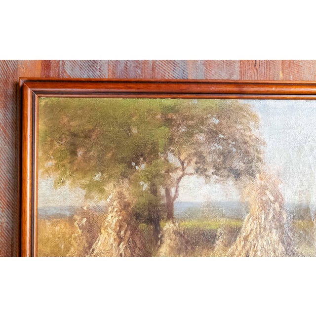 20th Century American Tonalist Fall Landscape With Corn Stalks by William Charles Stevens For Sale In New York - Image 6 of 15