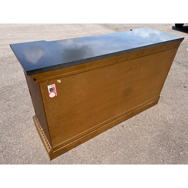 Art Deco 1990s Century Furniture Silk Roads Gilt Credenza – Solid Stone Top For Sale - Image 3 of 8