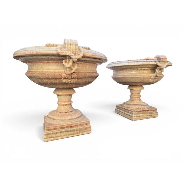 Onyx Kraters with Pedestals, 1950s, Set of 2 For Sale - Image 3 of 10