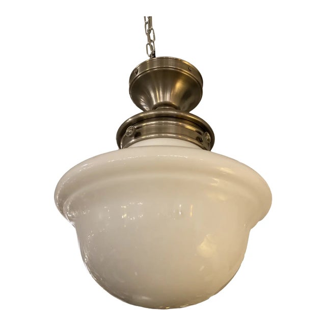 Design Plus Gallery presents the Schoolhouse White Glass Semi-Flush Pendant from Visual Comfort. This pendant has a white...