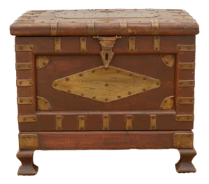 Vintage Teak & Brass Captain's Chest