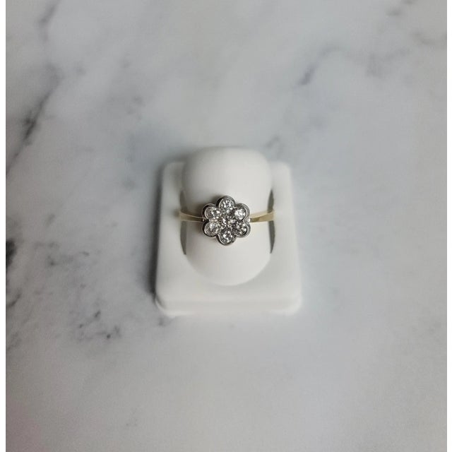 Flower Shaped Diamond Ring .51cttw 14K Yellow Gold, Size 4 For Sale - Image 4 of 5