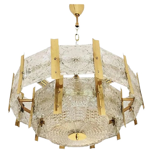 Mid-Century Brass Chandelier, 1960s For Sale