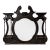 Antique Ebonized Victorian Architectural Mirror With 3 Beveled Mirrors & Shelves – Chippendale Revival For Sale