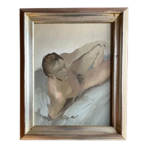 Ralf Feyl (German American, B. 1970) Oil Painting on Board - Reclining Nude Figurative Study Signed & Dated 1998