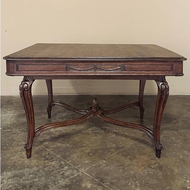 Early 20th Century Antique Country French Louis XVI Oak Writing Desk ~ Game Table For Sale - Image 5 of 16
