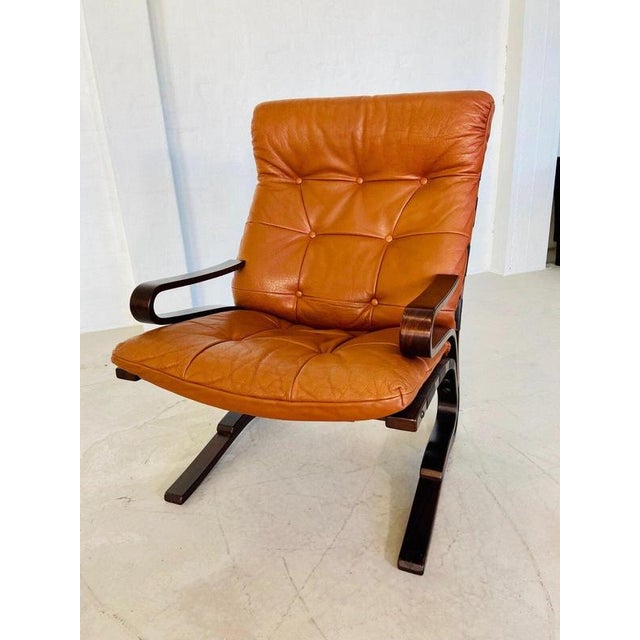 Norwegian Cognac Leather Lounge Chair by Oddvin Rykken, 1960s For Sale - Image 11 of 13