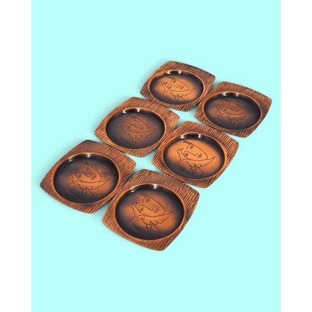 Metal Vintage Polish Coasters, 1970s, Set of 6 For Sale - Image 7 of 10