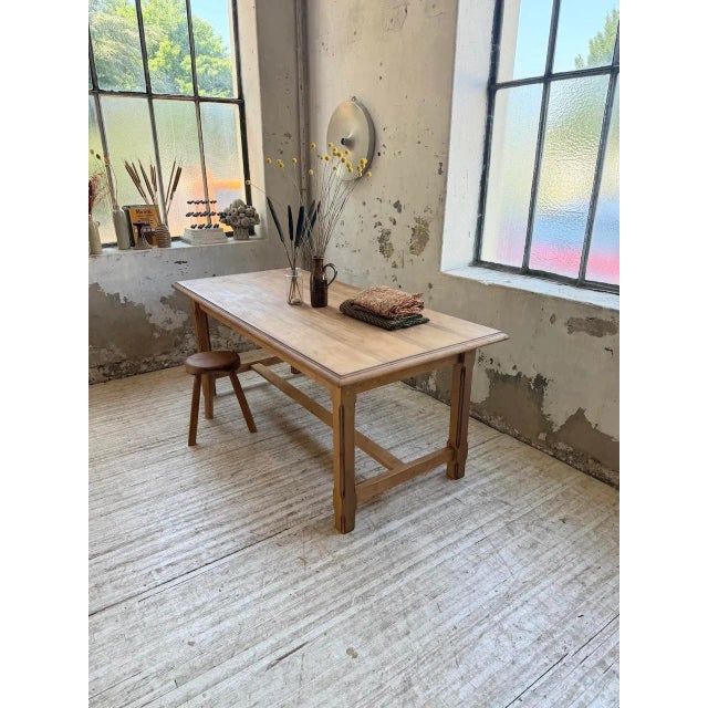 Brown Pine Farmhouse Table, 1960s For Sale - Image 8 of 18