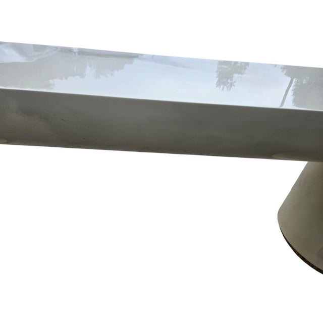 Vintage Postmodern Faux Goatskin Console Table Karl Springer Style Lacquered For Sale - Image 11 of 18