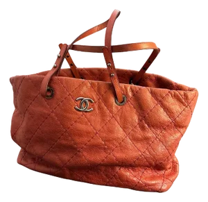 A 1990s Vintage Pink Leather Tote Bag by Chanel