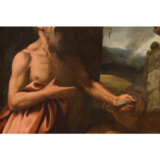 Workshop of Alessandro Bonvicino / Il Moretto, Saint Jerome, 1550, Oil on Canvas For Sale - Image 6 of 16