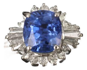 Late 20th Century Fine 2.72ct Gia Ceylon Sapphire & 0.55ct Diamond Platinum Ring Size 6.75