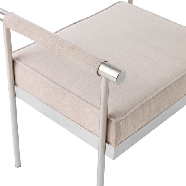 Metal Diva Cream Velvet Bench For Sale - Image 7 of 11