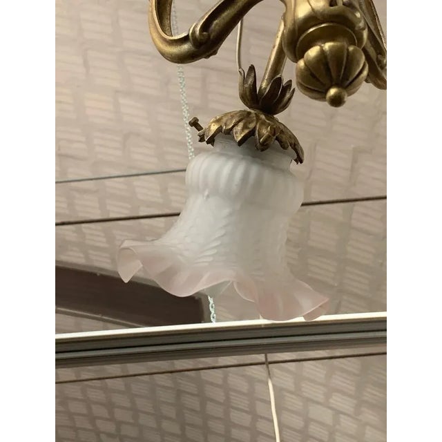 Metal Art Nouveau Bronze Ceiling Lamp For Sale - Image 7 of 8