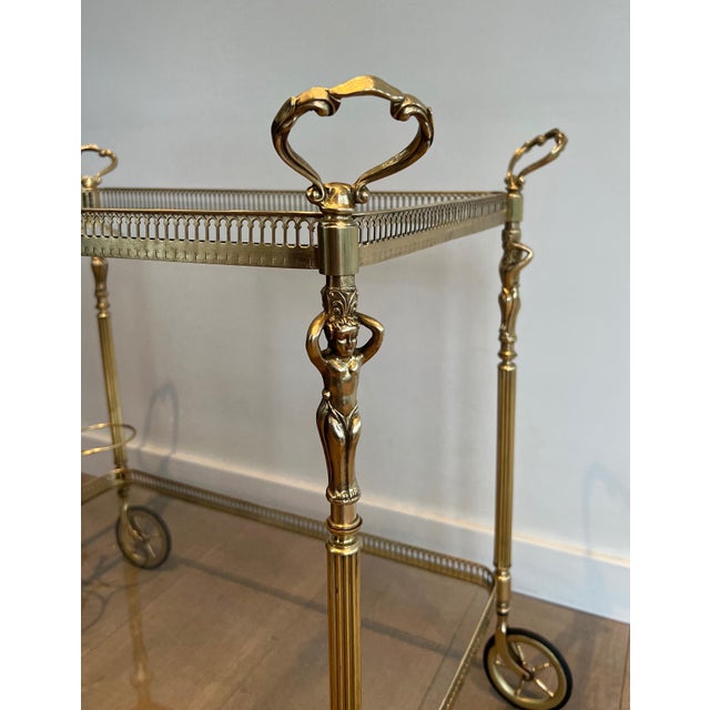 1940s 1940s Neoclassical style brass drinks trolley with cherubs For Sale - Image 5 of 12