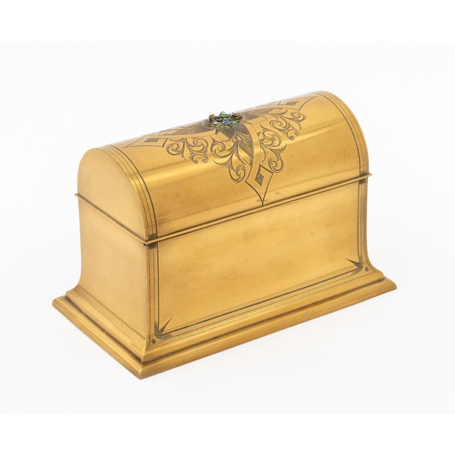 French Brass Domed Casket Jewelry Box For Sale In New York - Image 6 of 7