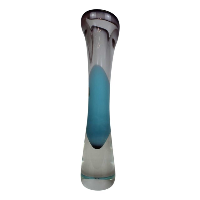 Ruby Glass Blue-Clear Vase, 1960s For Sale