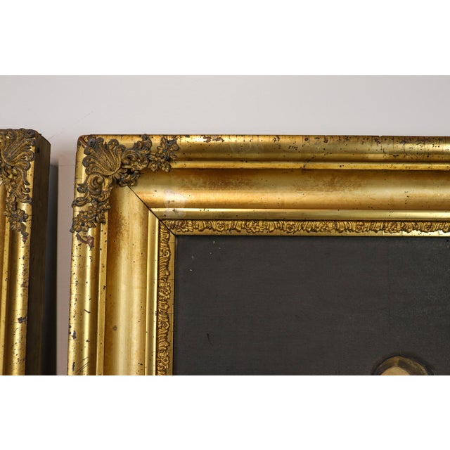 19th Century Victorian Oil Portrait Pendant Pair in Gilt Frames For Sale - Image 16 of 16